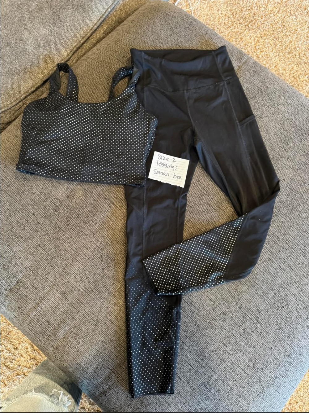 Black Polka Dot Active Set - Sports Bra and Leggings